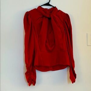 ASTR  the label - satin peekaboo peplum blouse